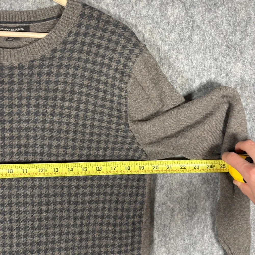 Banana Republic Houndstooth Sweater Mens‎ Medium Brown Pullover Preppy Casual